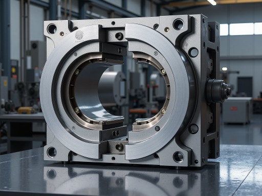 家电产品模具，大型注塑模具结构，精密机械加工痕迹，展现工业制造实力